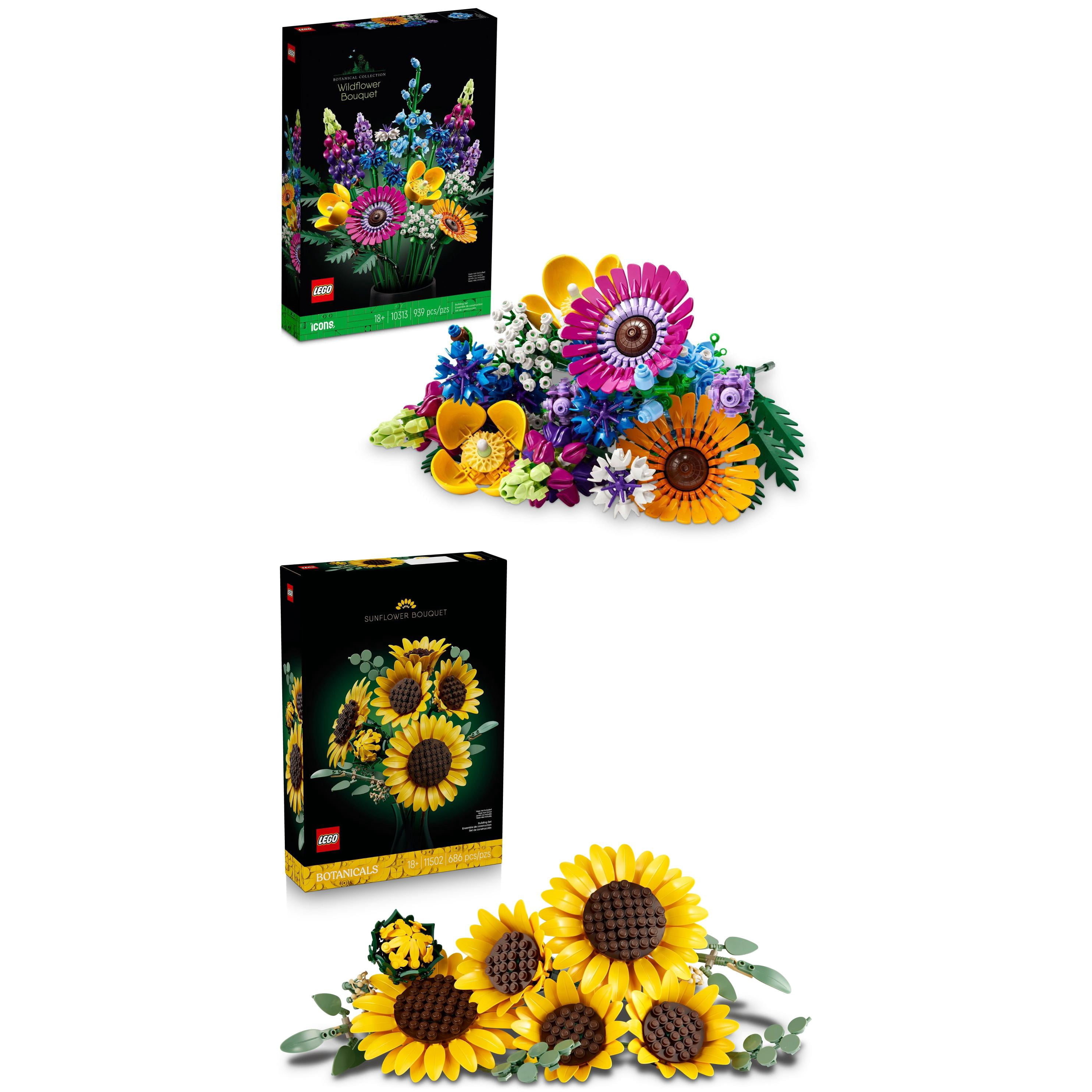 LEGO Botanicals Sunflowers & Wildflowers Bundle - Building Sets for Adults, Ages 18+ - Mother's Day Gifts - Artificial Flowers Home Office, Bedroom Decor - 11502 & 10313
