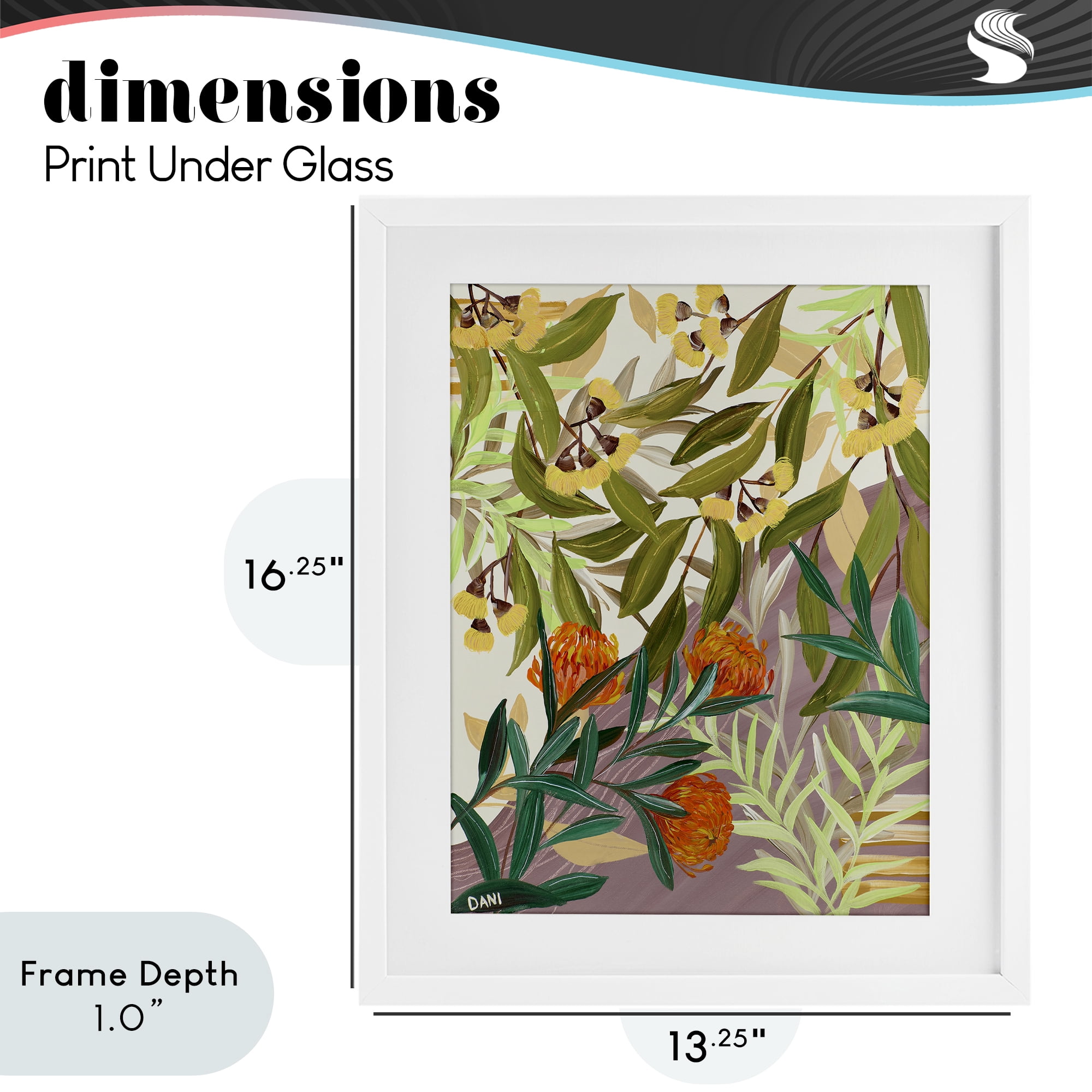Stupell Industries Walk With Me Florals White Framed Print Under Glass, design by Dani Heyward