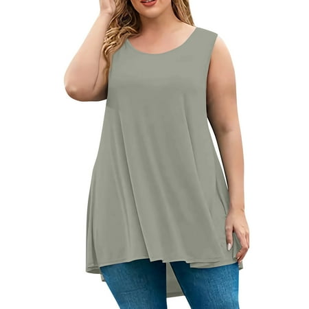 Oversized Tshirts For Women  Plus Size Round Neck Short Sleeve Casual Solid Color Loose Fit Pullover Tank Top Summer Women 2025 Western Tops Built In Bra Tank Tops Corset (L  Gray) ZMTing