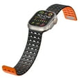 thumbnail image 7 of Magnetic Sport Band for Apple Watch Ultra 2/1 49mm 45mm 44mm 42mm, Soft Silicone Wristband Breathable Wide Strap with Magnetic Clousure for iWatch Series 9 8 7 6 5 4 SE 3 2 1, Black+Orange, 7 of 7