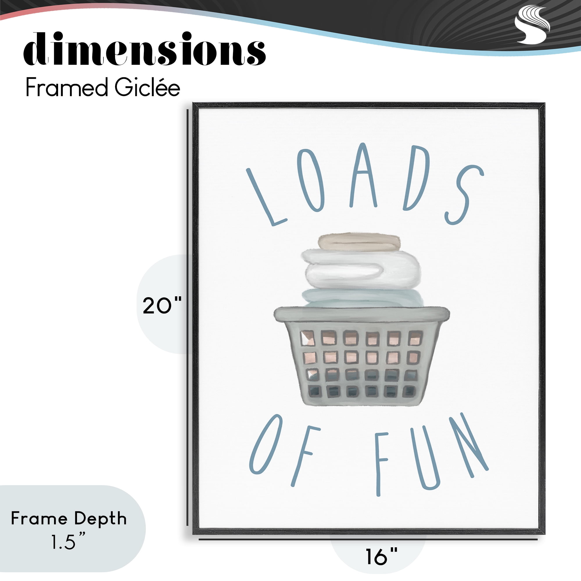 Stupell Industries Loads Of Fun Laundry Basket Black Framed Giclee Art, design by Elizabeth Medley