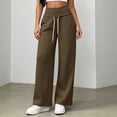 thumbnail image 5 of ClodeEU Women Elastic Drawstring High Waist Wide Leg Sweatpants,Casual Loose Pants with Pockets Brown,Women's Plus S, 5 of 6