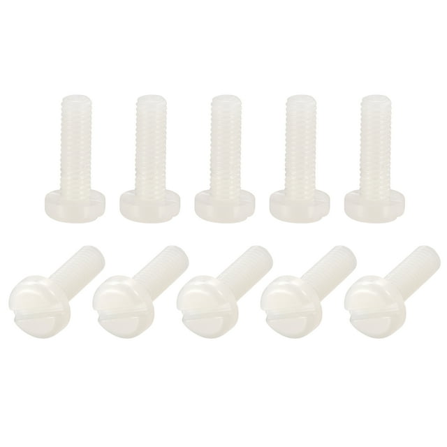 Unique Bargains Nylon Machine Screws, M5x16mm Slotted Pan Head Fasteners Bolts, White 25Pack