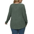 thumbnail image 3 of NISVIYA Winter Womens Plus Size Sweaters Blouses Elegant Long Sleeve Chic V Neck Pullover Green, 3 of 6
