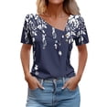 thumbnail image 1 of Fiudx Camisas para Mujer Camiseta de Manga Corta con Estampado de Primavera/Verano para Mujer, Camiseta Informal con Botones Estampados, 1 of 2