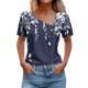 thumbnail image 1 of Fiudx Camisetas para Mujer Camiseta de Manga Corta con Estampado de Primavera/Verano para Mujer, Camiseta Informal con Botones Estampados, 1 of 2
