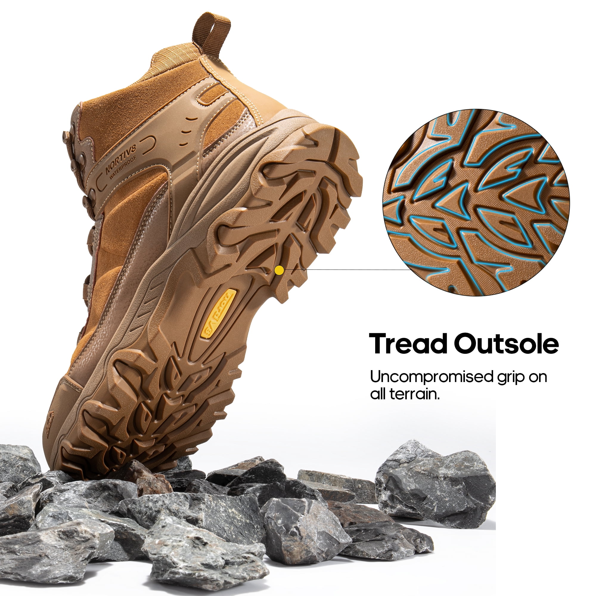 NORTIV 8 Men's Waterproof Hiking Boots Outdoor Mid Trekking Lightweight Mountaineering Shoes
