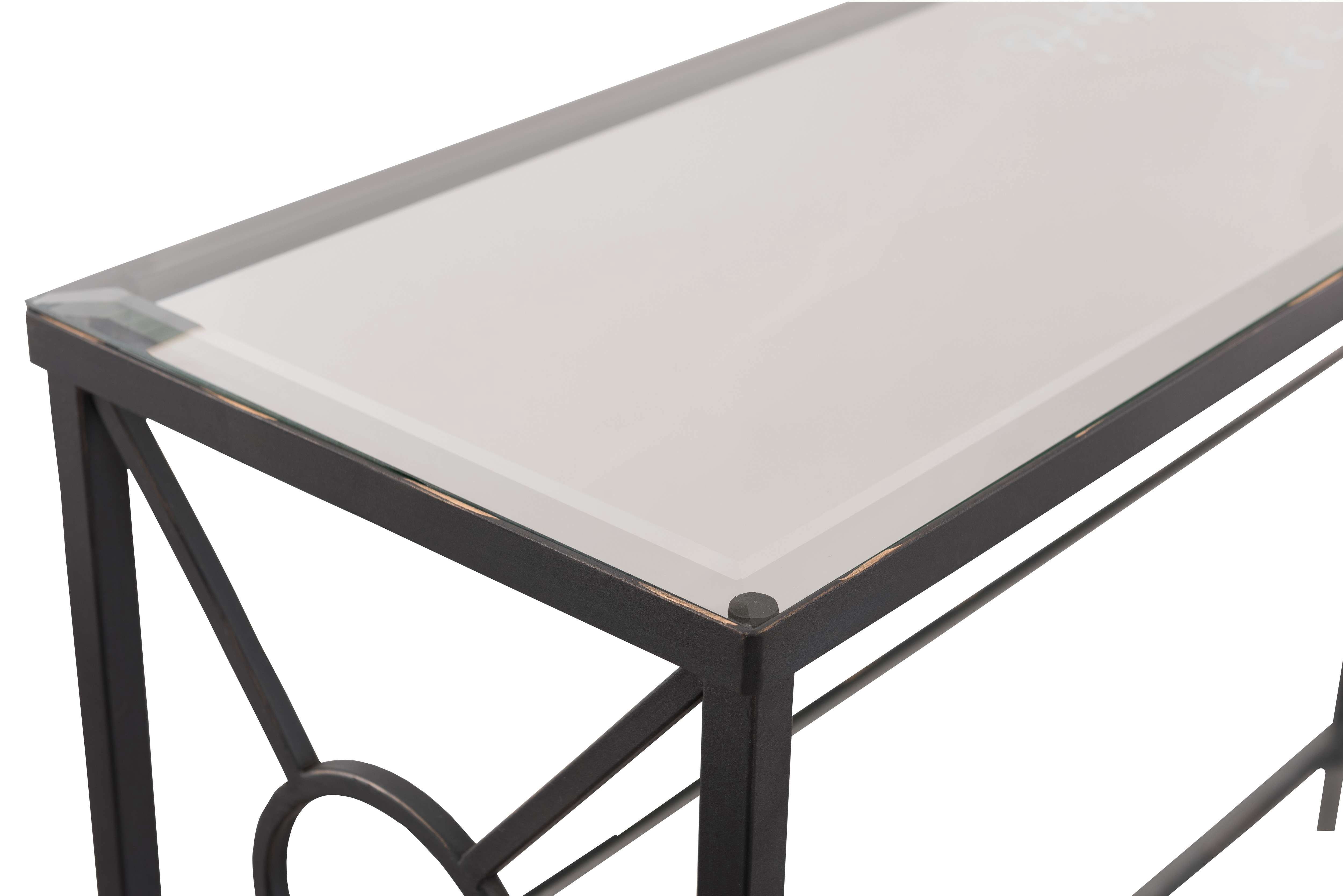 Kings Brand Furniture Black Metal Entryway Console Table with Glass Top & Shelf