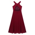 thumbnail image 5 of Runhomal Kids Chiffon Sleeveless Floral Lace Flower Girls Dress Wedding Birthday Party Pageant Maxi Burgundy 6, 5 of 7