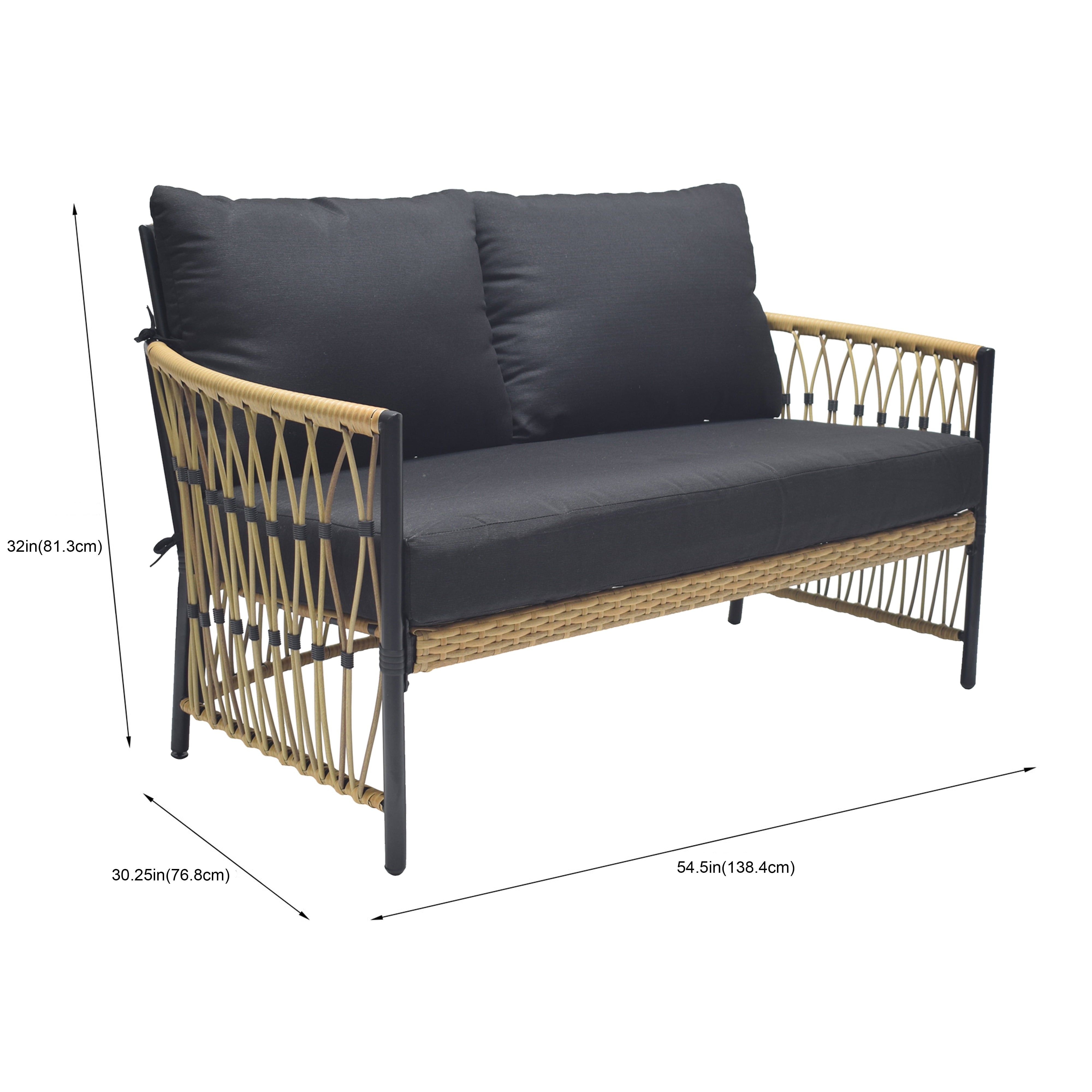 Better Homes & Gardens Lilah Outdoor Wicker Loveseat, Black