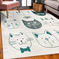 thumbnail image 3 of Cat Decorative Rug, Pets Moustache Bow Tie Hat Crown Fluffy and Fish Humor Faces Graphic, Quality Carpet for Bedroom Dorm and Living Room, 6 Sizes, Dark Teal, by Ambesonne, 3 of 4