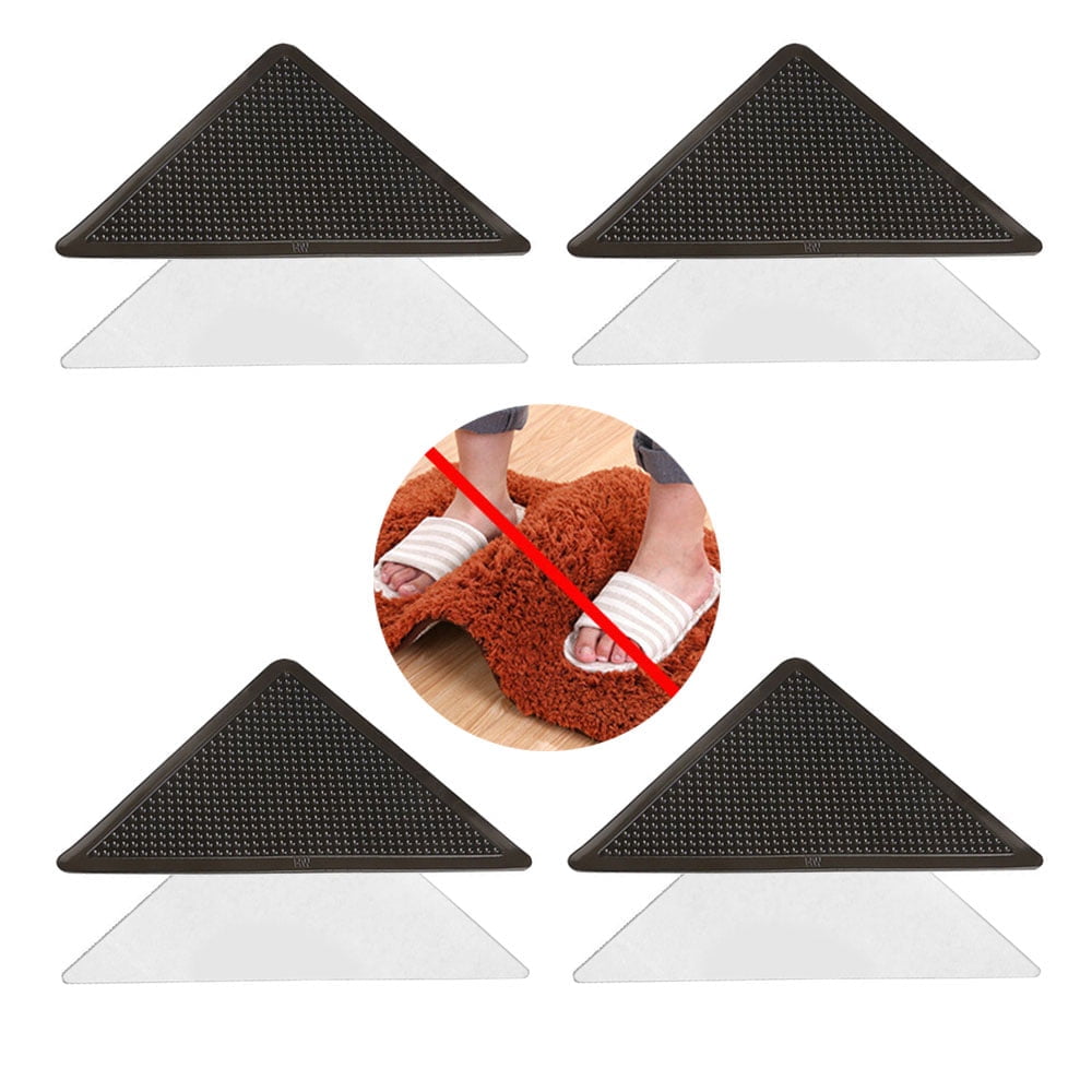 4 Pack Rug Grippers Stopper Anti Slip Corner Non Slip Mat Reusable Washable Carpets Pad