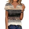 thumbnail image 2 of Babcutegg Women’s Spring Summer V-Neck Short Sleeve T-Shirt – Solid Color Casual Cotton Top Khaki Size XL, 2 of 7