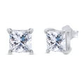 thumbnail image 2 of 3 Carat Princess Cut Moissanite Stud Earrings for Women, Lab Created Diamond Solitaire Moissanite Wedding Earrings In 18K White Gold Over Sterling Silver Moissanite Stud Earring for Women Mom Wife, 2 of 5