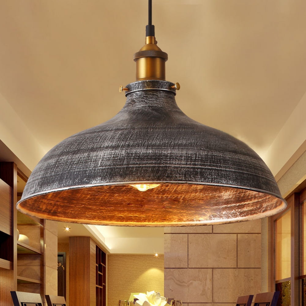 Lakiq 14" Wide Rustic Vintage Industrial Big Barn Pendant Light Chandelier Lamp Dome Shade Hanging Ceiling Light Fixture