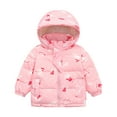 thumbnail image 2 of KYAIGUO Kids Toddler Puffer Jacket for Boys Girls,Cartoon Printing Little Boys Girls Windproof Outerwear Baby Fall Winter Warm Hooded Outerwear Zipper Warm Winter Snow Coat ,Size 1-8Y, 2 of 7