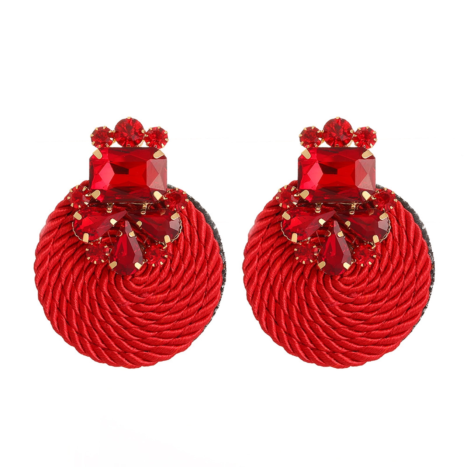 TOPOINT 1 Pair Handmade Round Dangle Earring Women Crystal Ear Drop Fashion Earrings