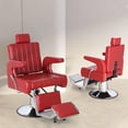 thumbnail image 6 of Barber Chairs for Barbershop, Hydraulic Barber Chair 360° Swivel Reclining, Adjustable PU Leather Beauty Styling Salon Chair for Barbershop Spa Red/Silver, 6 of 7