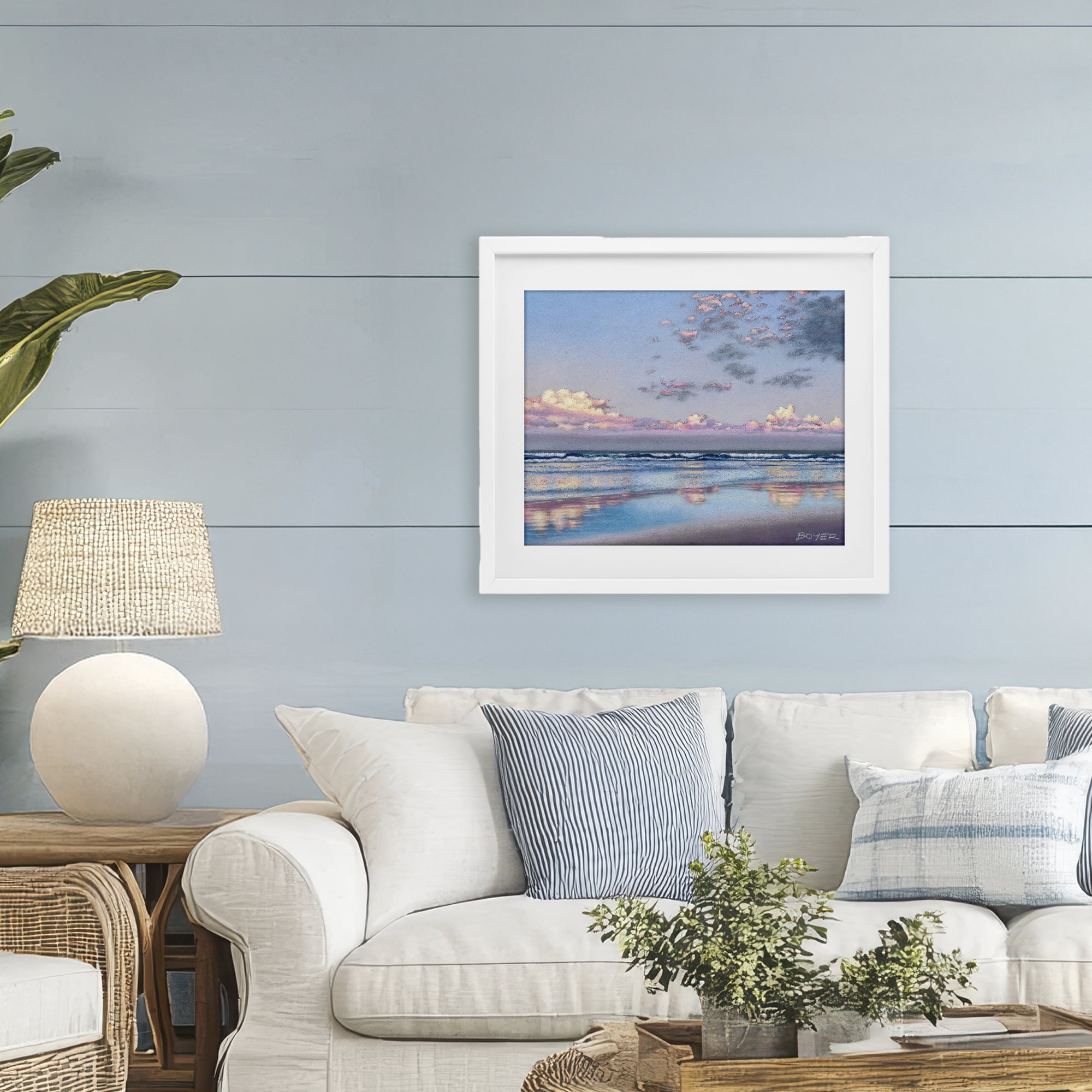 Stupell Industries Nature's Poetry Seascape White Framed Print Under Glass, design by Susy Boyer