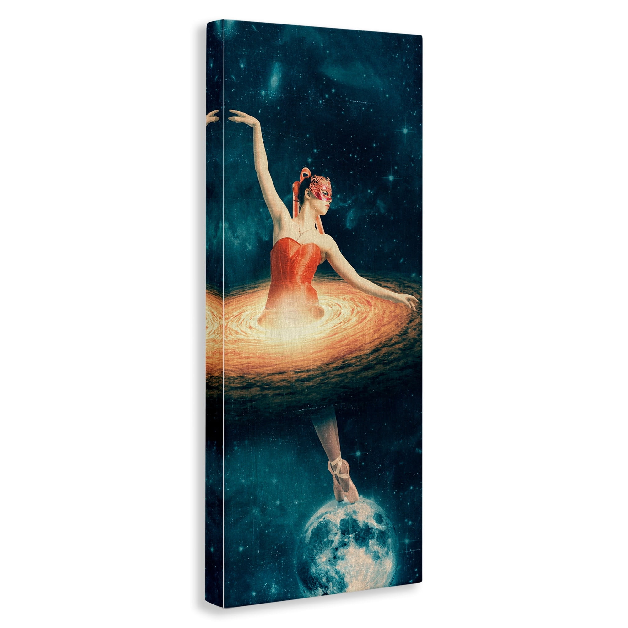 Stupell Industries Dancing Ballerina Red Nebula Dress Moon Outer Space Canvas Wall Art, 20 x 48, Design by Paula Belle Flores