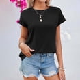 thumbnail image 2 of XUELUO Boho Tops For Women Summer Solid Color Round Neck Short Sleeve Loose Fit Casual Elegant Shirts For Women T-shirts Daily-WearXXL, 2 of 7
