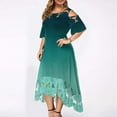thumbnail image 3 of ibuvkizy Women Plus Size Dress,Womens Fashion Summer Dress,Plus Size Women Sexy Ruffle Strapless Splicing Lace Splicing Short Sleeve Dresses,Maxi Dress,Sun Dresses,Maxi Dresses for Women, 3 of 7