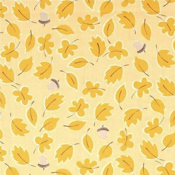 Susybee Autumn Falling Leaves with Acorn Light Orange 100% Cotton Fabric sold by the yard