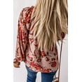 thumbnail image 3 of Women's Pink Split V Neck Printed Blouse, 3 of 5