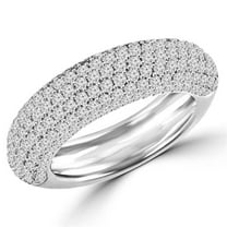 MDR140063-5.25 1.5 CTW Pave Set Round Diamond Anniversary Wedding Band Ring in 14K White Gold - Size 5.25