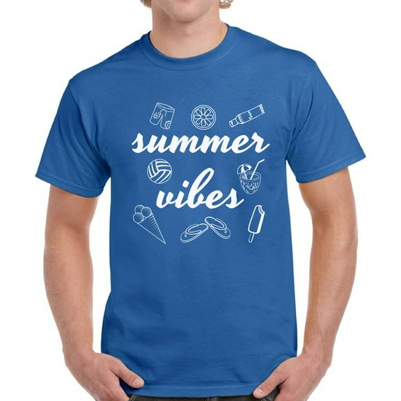 Summer Vibes White Shapes T-Shirt for Men - S M L XL 2XL 3XL 4XL 5XL Graphic Tee - Summer Clothes Collection Vacation Shirt Mens