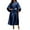 Dark Blue, variant on Women’s Satin Kimono Sleeve Midi Dress with Draped Waist and Decorative Brooch Elegant Loose Fit Gown for Formal Events Red L