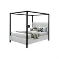 thumbnail image 2 of Keri King Size Canopy Bed- Black Slatted Wood Frame- White Upholstery, 2 of 6