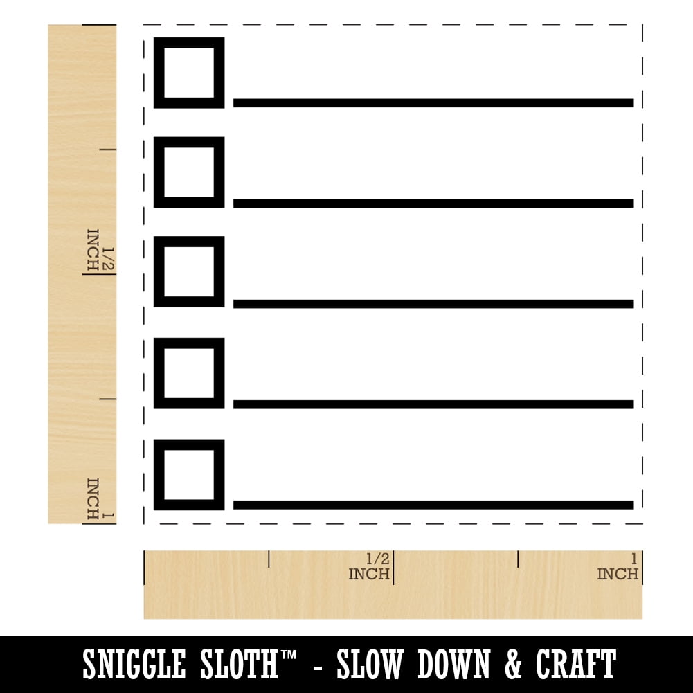 Bulleted Check List Checklist Squares and Lines Self-Inking Rubber Stamp Ink Stamper - Brown Ink - Small 1 Inch