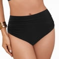 thumbnail image 4 of Kpoplk Womens High Waisted Bikini Bottoms Tummy Control Swim Bottom Ruched Full Coverage Retro Swimwear Size S,Black, 4 of 9