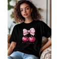 thumbnail image 2 of Women's T-Shirt,Short Sleeve Tee Shirts Casual Tops Valentine's Day Cherry Bow Crewneck T Shirt for Women, 2 of 8