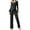 Black, variant on Ltctricy Women's 2 Piece Lounge Outfits Knitted Loose Long Sleeve Tops and Baggy Pants Sleepwear Sets Comfy Homewear