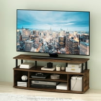 Furinno JAYA Large Entertainment Center Hold up to 55-IN TV, Amber Pine/Black