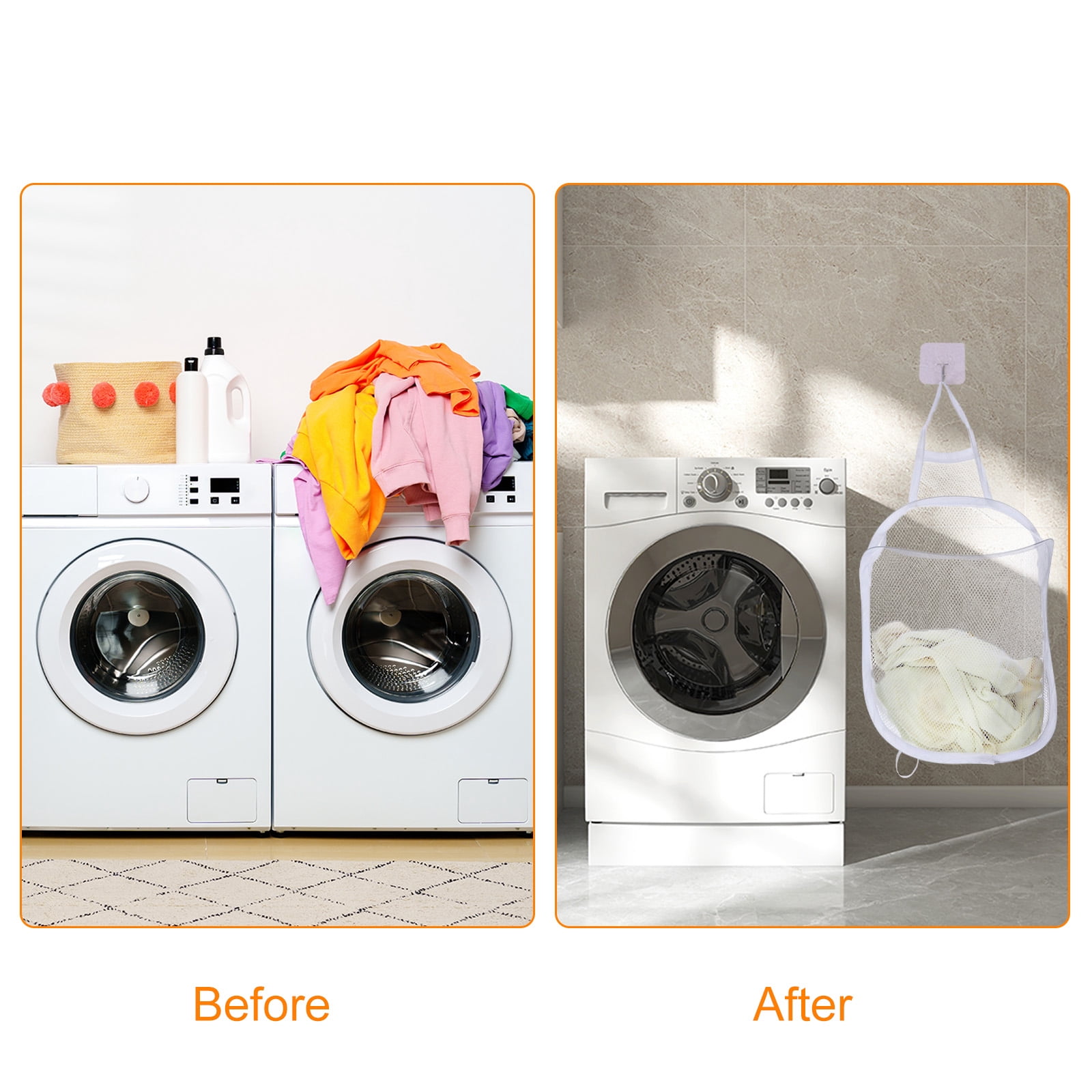 Unique Bargains Hanging Mesh Laundry Bag for Delicates Washing Storage White