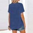 thumbnail image 5 of Women Button Down Shirts Lapel Short Sleeve Shirt Collared Work Tops Business Casual Dressy Summer Spring Clothes with Chest Pocket, Blue XL, 5 of 7