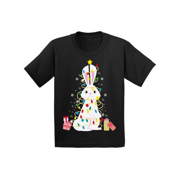 Awkward Styles Xmas T-Shirt for Girls Boys Rabbit Christmas Tree Toddler Shirt