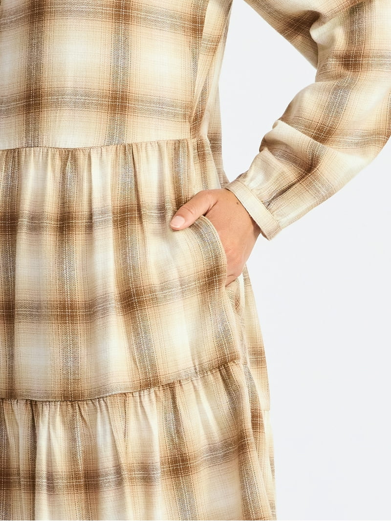 Time and Tru Women's Tiered Plaid Flannel Dress, Sizes XS XXXL - Walmart.com Time and Tru Women's Tiered Plaid Flannel Dress, Sizes XS XXXL - Walmart.com