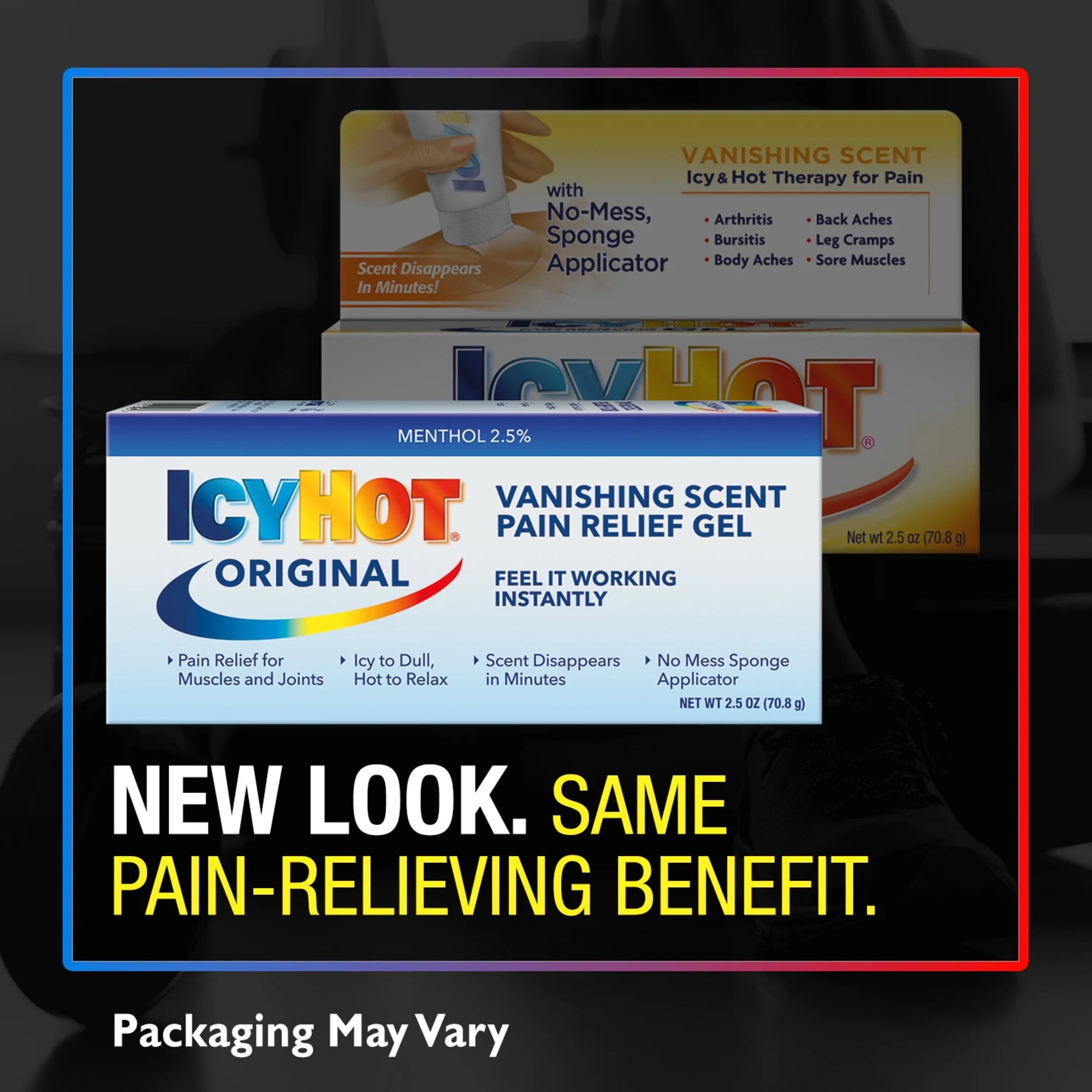 Icy Hot Vanishing Scent Pain Relief Gel With Menthol, 2.5 Ounces (Pack of 4)