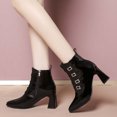 thumbnail image 4 of Botas de cuero con cremallera lateral y hebilla decorativa de tacón alto y punta estrecha para mujer a la moda de otoño Wmkox8yii hfjk1128, 4 of 9