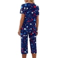 thumbnail image 5 of Independence Day Pajama Sets for Women 2 Pieces Pajamas Patriotic Flag Star Print Short Sleeve Tops and Capri Sets 4th of July PJs Sleepwears, 5 of 6