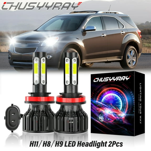 H11 LED Headlights Low Beam for Chevy Equinox 2010 2011 2012 2013-2017 Bulbs 6000K Pure White 2Pcs