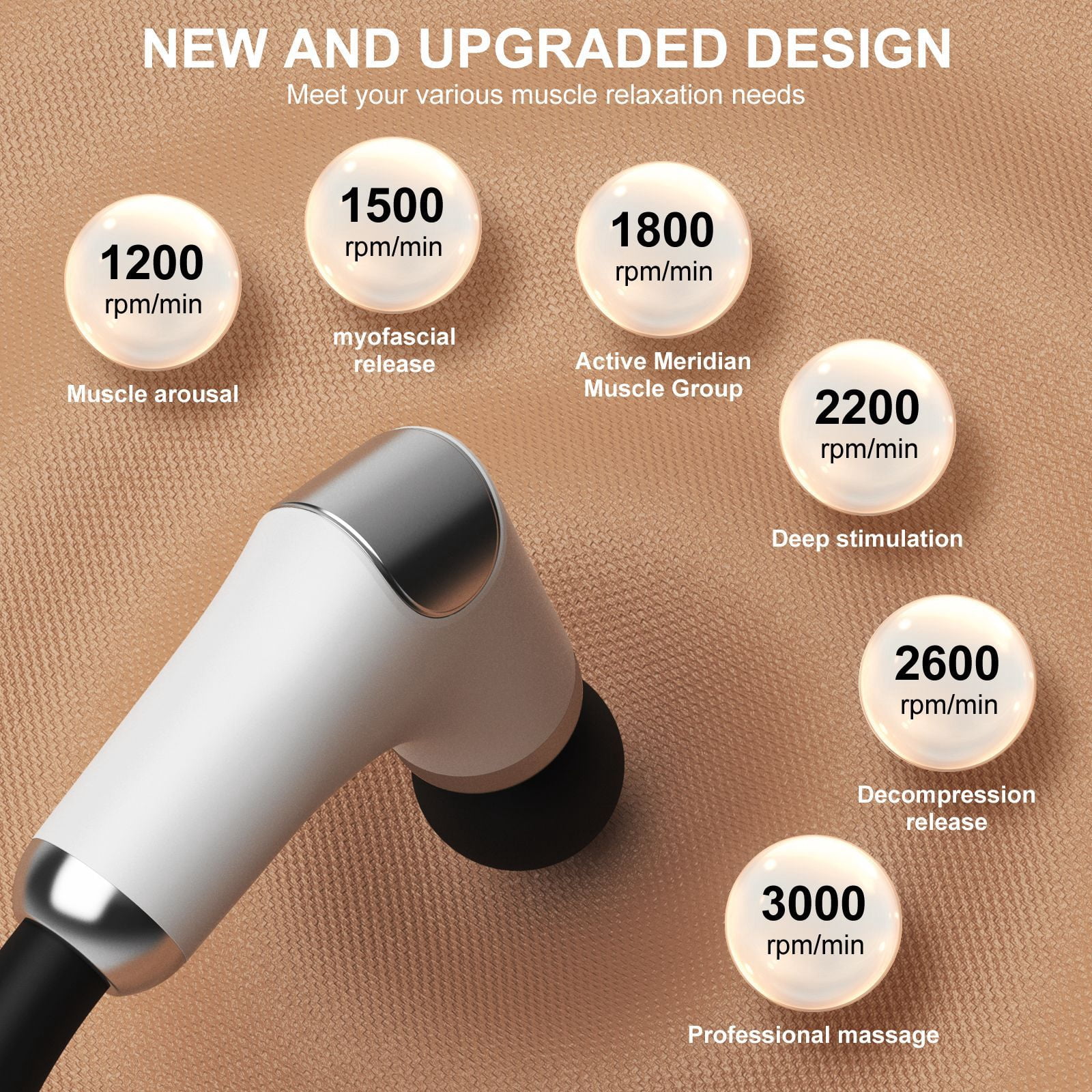 Curved Long-Handle Massage Gun; Portable Percussion Back Massager for Muscle/Neck/Body Pain Relief with Long Extension Metal Handle; 4 Interchangeable Heads