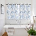 thumbnail image 3 of Blue Floral Kitchen Curtains Short 45 Inch Length, Garden Petals Flower Botanical Tree Branch Grommet Top Bedroom Living Room Curtains, Light Filtering Cafe Curtain Drapes 2 Panels Set 84''x45'', 3 of 9