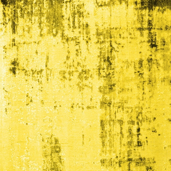 Ahgly Company Indoor Square Oriental Yellow Industrial Area Rugs, 5' Square