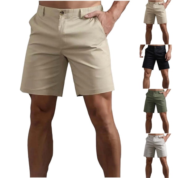 Men's Golf Dress Shorts Flat Front Expandable Waist Hybrid 7 Inch Lightweight Quick Dry Chino Casual with Pockets Size M-3XL White