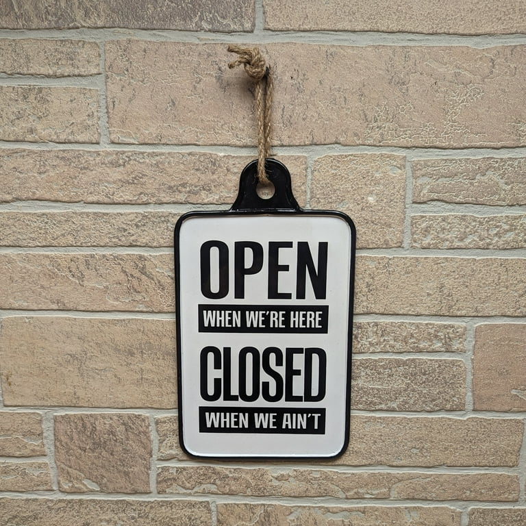 Rustic White Enamel Hanging Rope Open Closed Sign Door Business Shop Wall Decor Rustic White Enamel Hanging Rope Open Closed Sign Door Business Shop Wall Decor